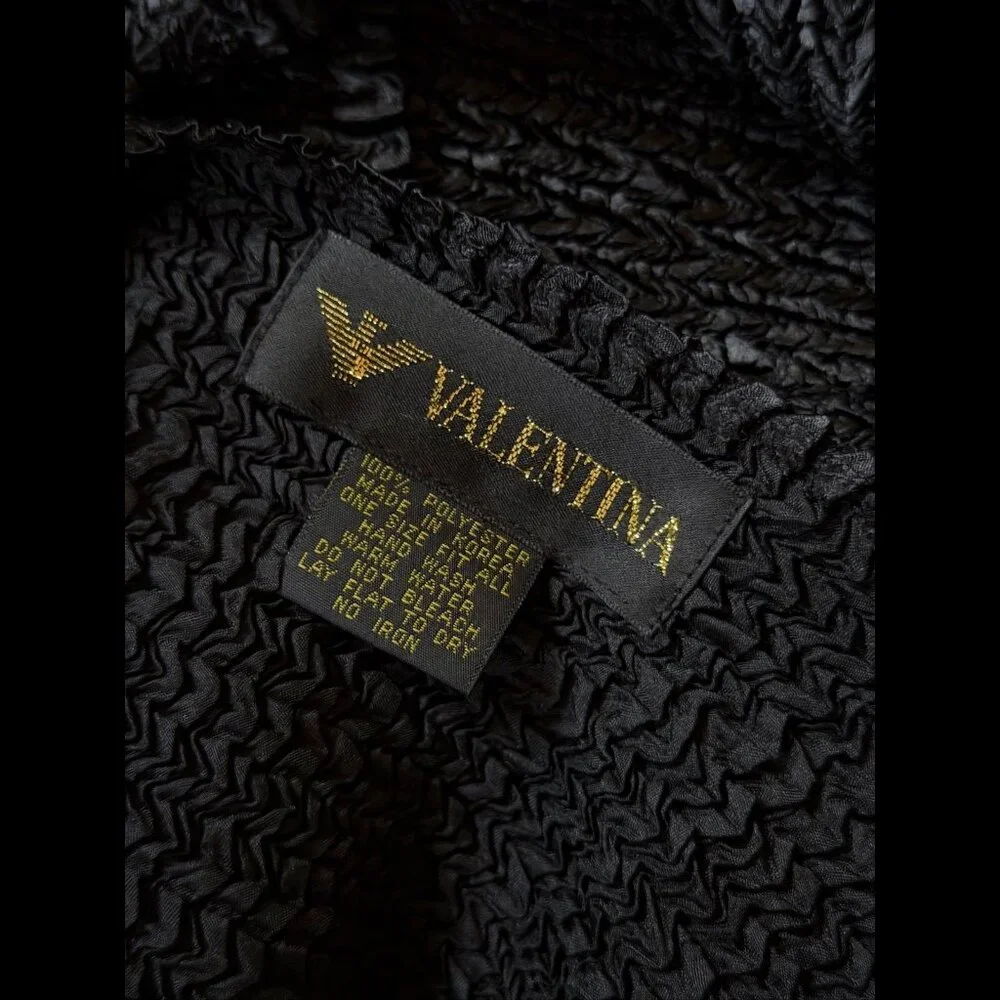 Valentina Top OS Womens Black Luxury Basket Weave Long Sleeve Fitted
